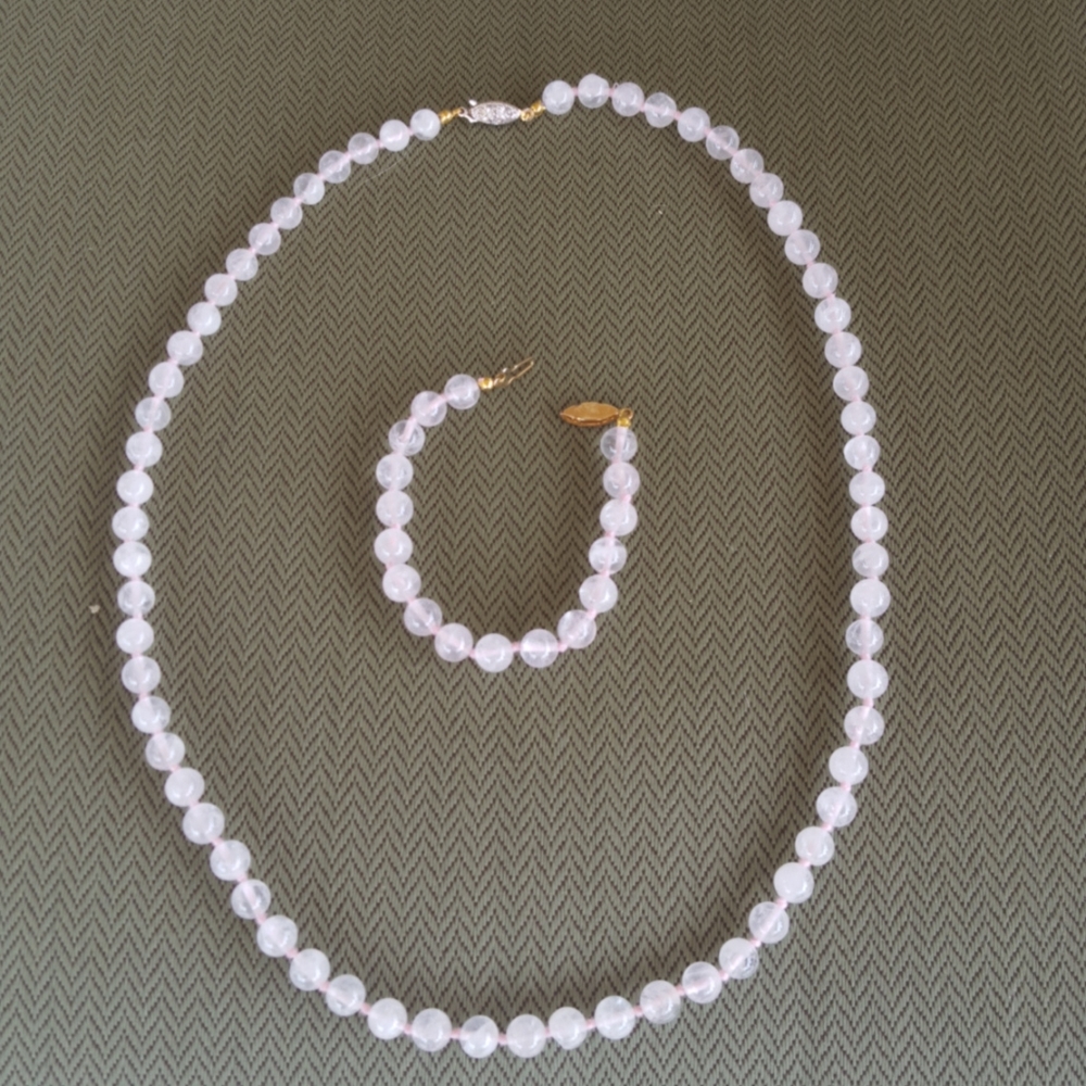 Rose Quartz bracelet & Necklace Set sold together
